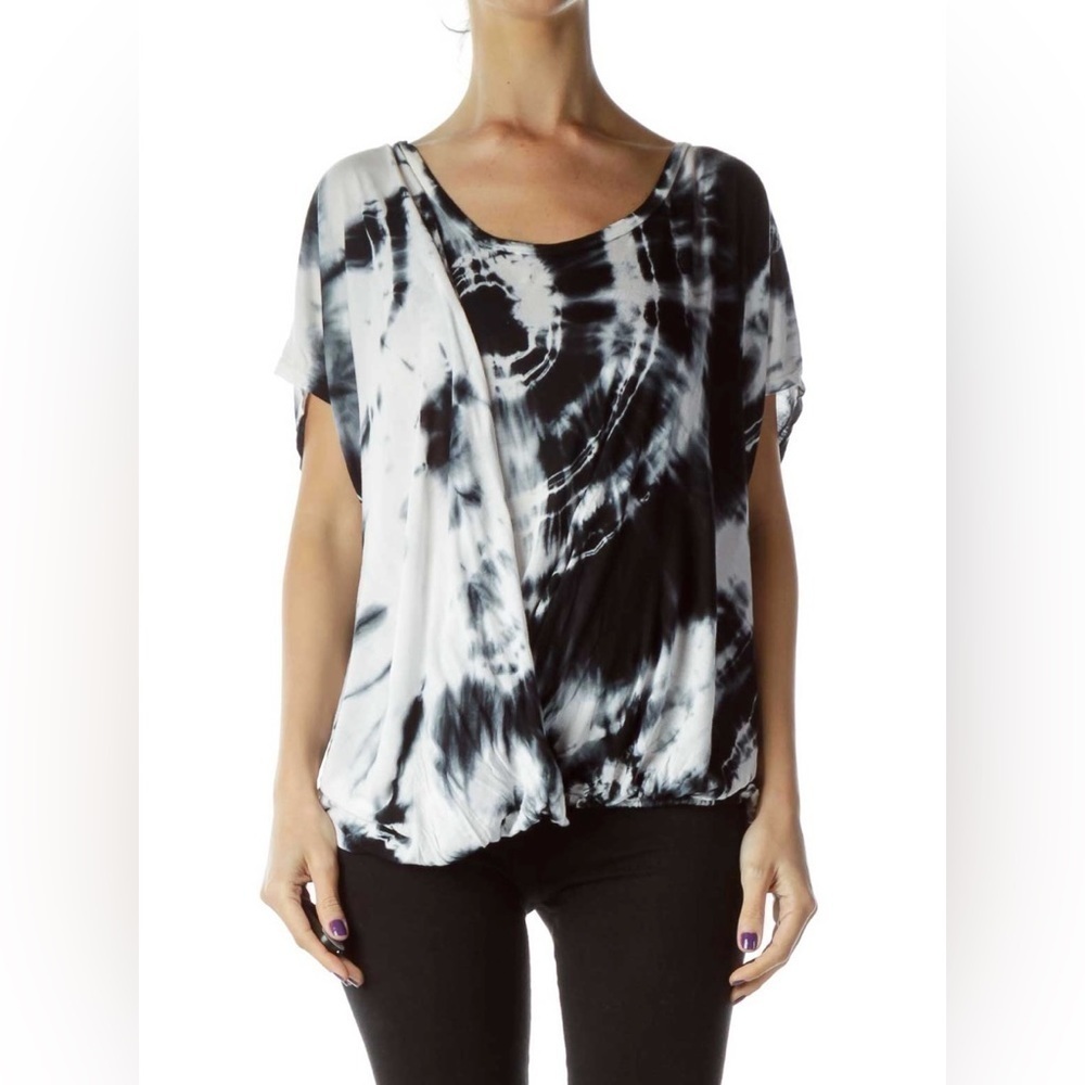🦋 Young Fabulous and Broke Black White Tie Dye Blouse XS Boho Bohemian